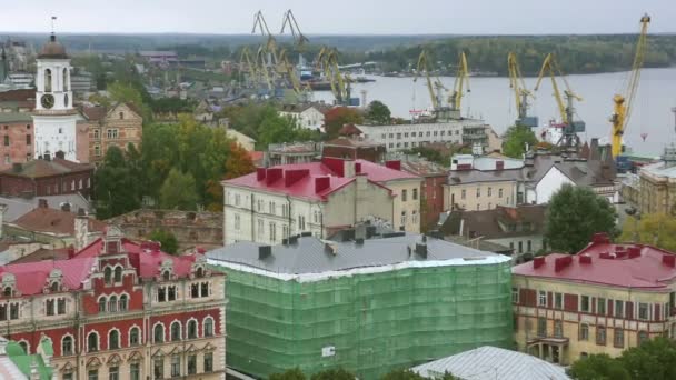 Prachtig Uitzicht Vanuit Lucht Vyborg — Stockvideo