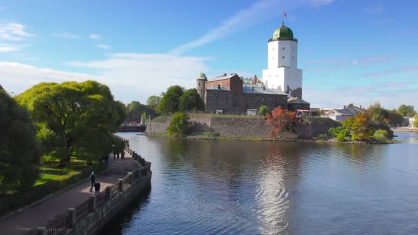 Olafs Toren Kasteel Vyborg — Stockvideo
