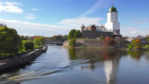 Olafs Turm Auf Der Burg Wyborg — Stockvideo