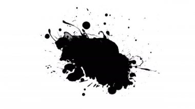 Beyaz arkaplanda siyah mürekkep damlaları