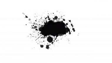 Beyaz arkaplanda siyah mürekkep damlaları