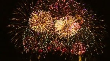 Siyah arkaplanda renkli havai fişekler