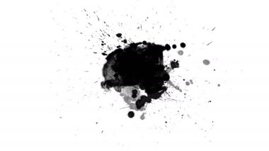 Beyaz arkaplanda siyah mürekkep damlaları