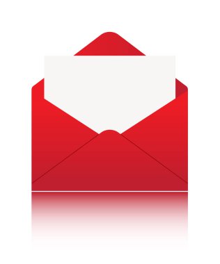 Beyaz Kağıt beyaz üzerine kırmızı zarf içinde