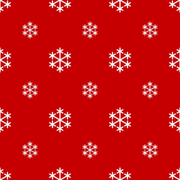 Seamless White Snowflake Red Background — Stock Vector