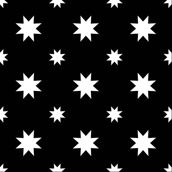 Nahtloser Acht Punkt Stern Auf Schwarzem Hintergrund — Stockvektor