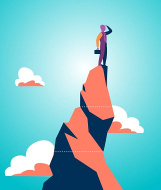 Çok görünümlü bir dağ tepe üzerinde satış adam