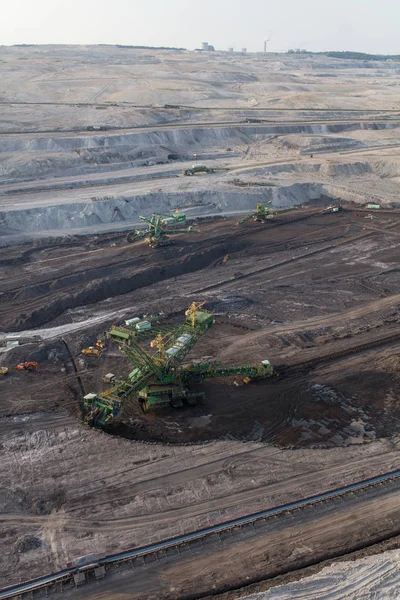 Scenic Aerial View Coal Mine Industry Heavy Equipment Quarry — Stock Photo, Image