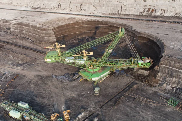 Scenic Aerial View Coal Mine Industry Heavy Equipment Quarry — Stock Photo, Image