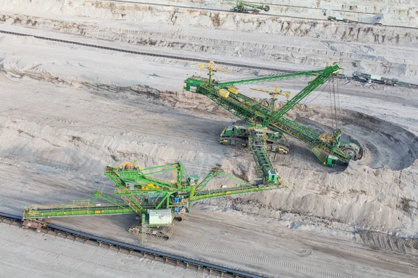 Vista Aérea Escénica Industria Minas Carbón Equipo Pesado Cantera — Foto de Stock