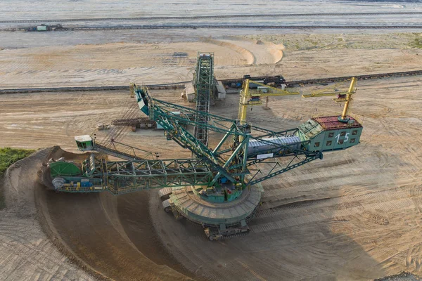 Scenic Aerial View Coal Mine Industry Heavy Equipment Quarry — Stock Photo, Image