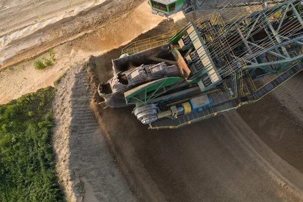 Scenic Aerial View Coal Mine Industry Heavy Equipment Quarry — Stock Photo, Image