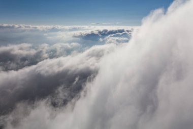 Bulutların ve mavi gökyüzünün havadan görünüşü 