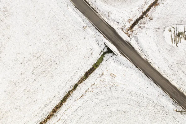 Aerial View Village Landscape Winter — Stock Photo, Image