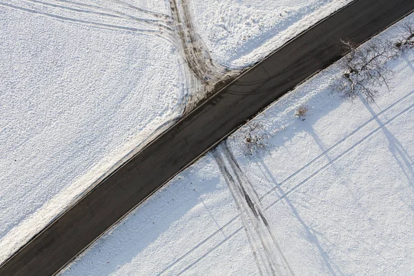 Повітряний Вид Сільський Пейзаж Взимку — стокове фото