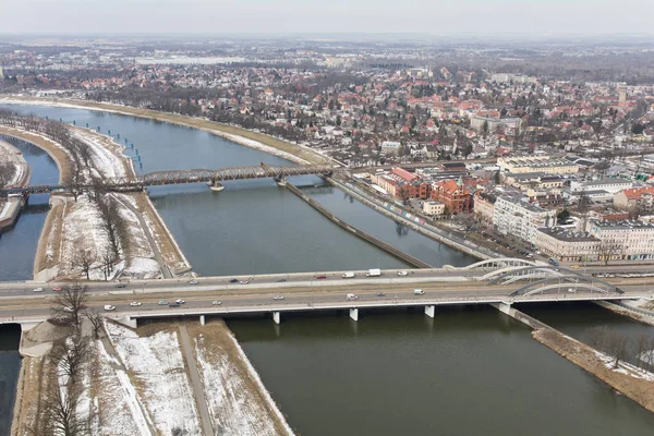 Luftaufnahme Der Winterlichen Stadt Breslau Polen — Stockfoto