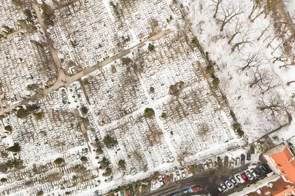 Vista Aerea Della Città Invernale Dell Artiglio Battuto Polonia — Foto Stock