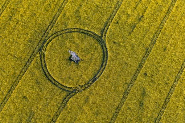 Вид с воздуха на поле для сбора урожая — стоковое фото