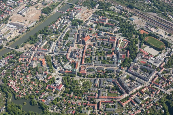 Widok z lotu ptaka na miasto Nysa — Zdjęcie stockowe
