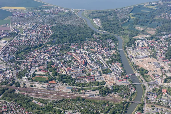 Vista aérea de la ciudad de Nysa — Foto de Stock