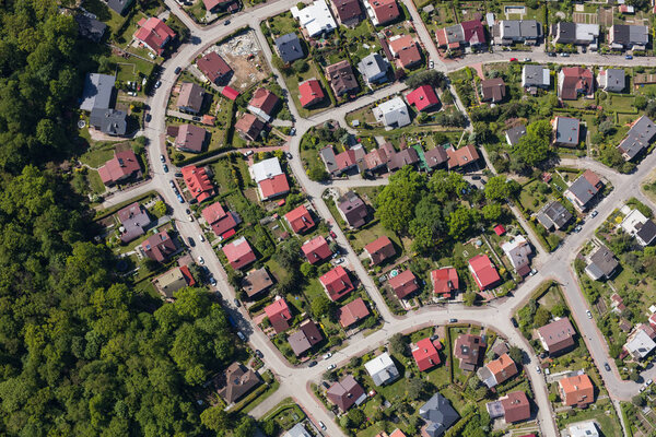 Aerial view of the Nysa city suburbs in Poland
