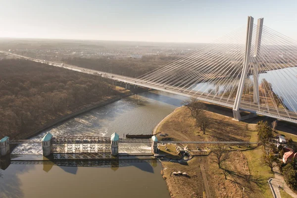 A légi felvétel a autópálya híd — Stock Fotó