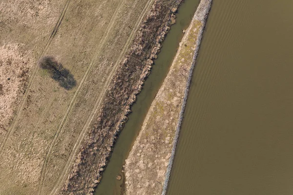 Aerial view of the Odra river — Stock Photo, Image