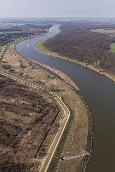 Vanuit de lucht uitzicht op de Odra rivier — Stockfoto