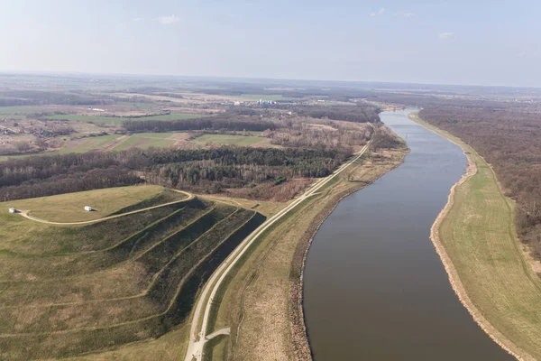 Aerial view of the Odra river — Stock Photo, Image
