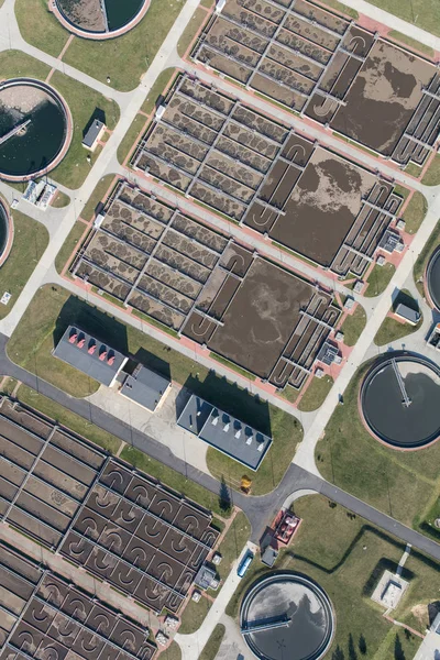 Aerial view of the waste water treatment plant — Stock Photo, Image