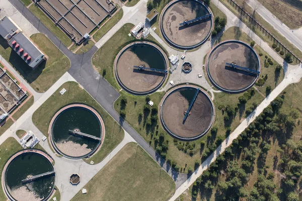 Aerial view of the waste water treatment plant — Stock Photo, Image