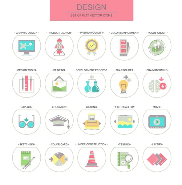 Desenho Conjunto Ícones Vetoriais Planos Seth Contém Ícones Como Design —  Vetores de Stock