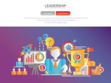 Liderlik. Site için banner. Modern daire kavramsal web afiş. Açılış sayfası şablonu. Grafik tasarım ve web tasarım için kavramsal vektör çizim. Kavramı.