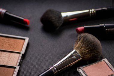 Makyaj fırça. Yüz pudrası Bronzlaştırıcı ve kozmetik allık fırçası. Kırmızı ruj