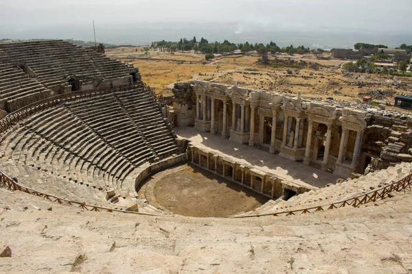 Ερείπια Της Αρχαίας Πόλης Ιεράπολη Ρωμαϊκό Αμφιθέατρο Ερείπια Pamukcale Turkey — Φωτογραφία Αρχείου
