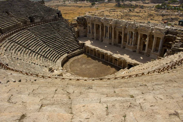 Ερείπια Της Αρχαίας Πόλης Ιεράπολη Ρωμαϊκό Αμφιθέατρο Ερείπια Pamukcale Turkey — Φωτογραφία Αρχείου