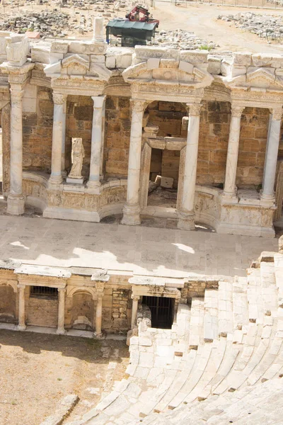 Romok Ősi Város Hierapolis Római Amfiteátrum Romokban Pamukkale Turkey — Stock Fotó