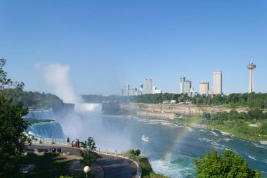 Arka plan, Niagara Falls şehir manzarası ile Amerikan taraftan Niagara Falls. 