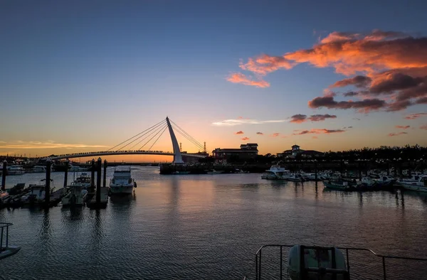 Lover Bridge Tamsui Fisherman Wharf Jedním Nejslavnějších Malebná Krásná Sunset — Stock fotografie