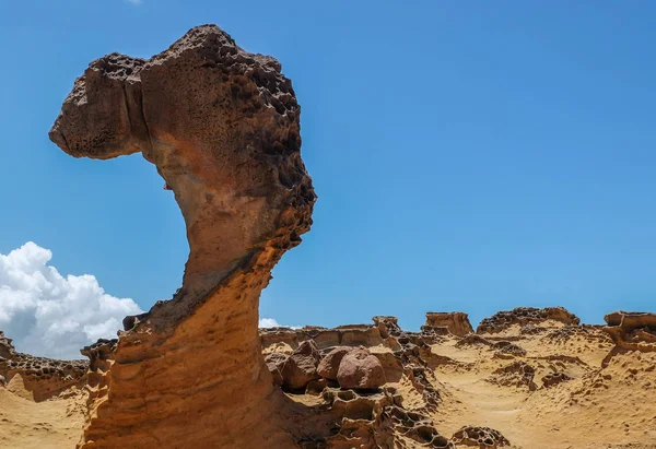 Taipei, Tayvan - 19 Temmuz 2018-Yehliu Geopark, New Taipei City, Tayvan doğal peyzaj. İkonik 