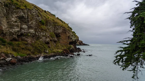 在海边走着 泰勒的错误 新西兰 从戈德利头步行街到泰勒小姐海滩的看法 坎特伯雷 戈德利头步行道 克赖斯特彻奇 新西兰 — 图库照片
