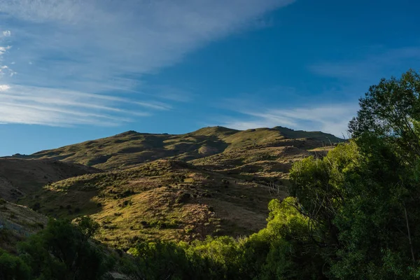 Belles Alpes Néo Zélandaises Pendant Coucher Soleil Jour Été Nature — Photo