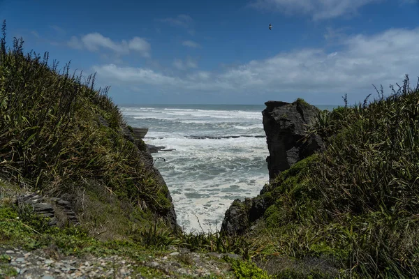 Punakaki Pfannkuchen Felsen Paparoa Nationalpark Westküste Südinsel Neuseeland Überblick Über — Stockfoto