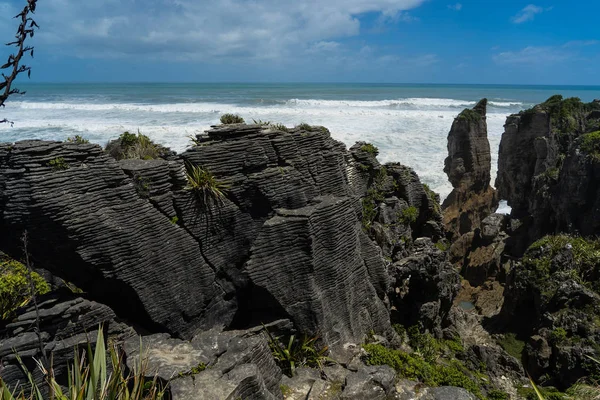 Paparoa Ulusal Parkı Ndaki Punakaki Krep Kayaları Batı Yakası Güney — Stok fotoğraf