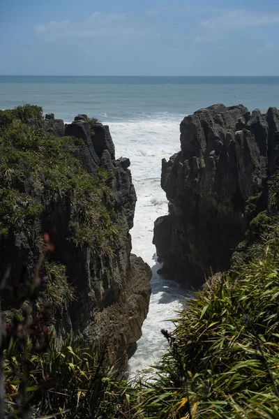 Punakaki Pfannkuchen Felsen Paparoa Nationalpark Westküste Südinsel Neuseeland Überblick Über — Stockfoto