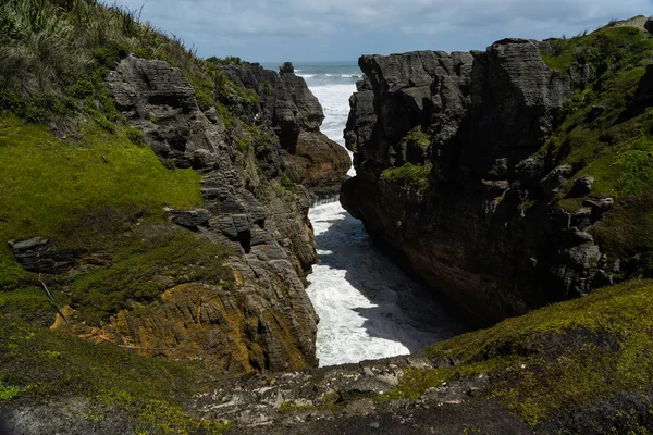 Punakaki Pancake Rocks Parque Nacional Paparoa Costa Oeste Isla Sur — Foto de Stock