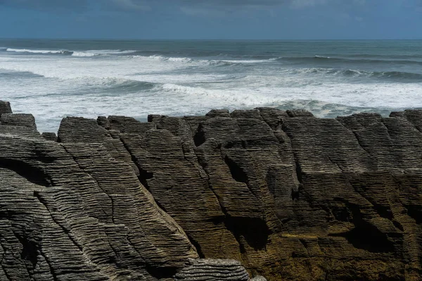 Punakaki Pancake Rocks Parque Nacional Paparoa Costa Oeste Isla Sur — Foto de Stock