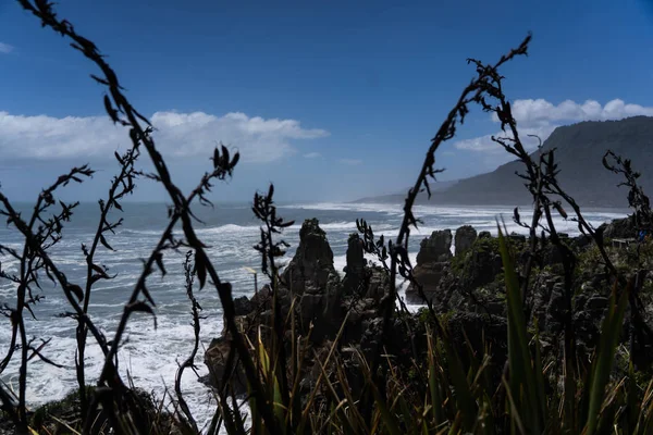 Punakaki Pfannkuchen Felsen Paparoa Nationalpark Westküste Südinsel Neuseeland Überblick Über — Stockfoto