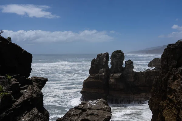 Punakaki Pancake Rocks Parque Nacional Paparoa Costa Oeste Isla Sur — Foto de Stock