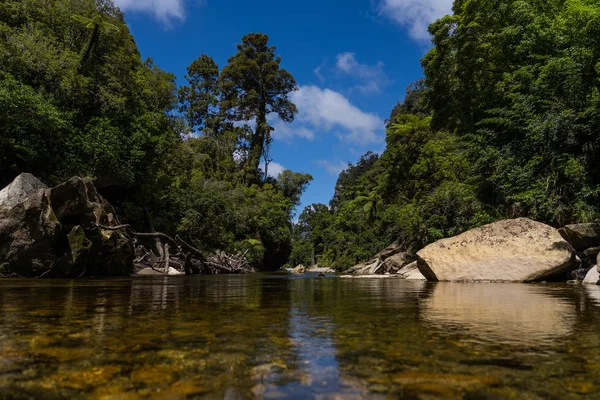 Pororari Nehri pisti, Pororari Nehri Pisti, Yeni Zelanda, Güney Adası, Yeni Zelanda Ormanı, Catlins, Güney Adası. 